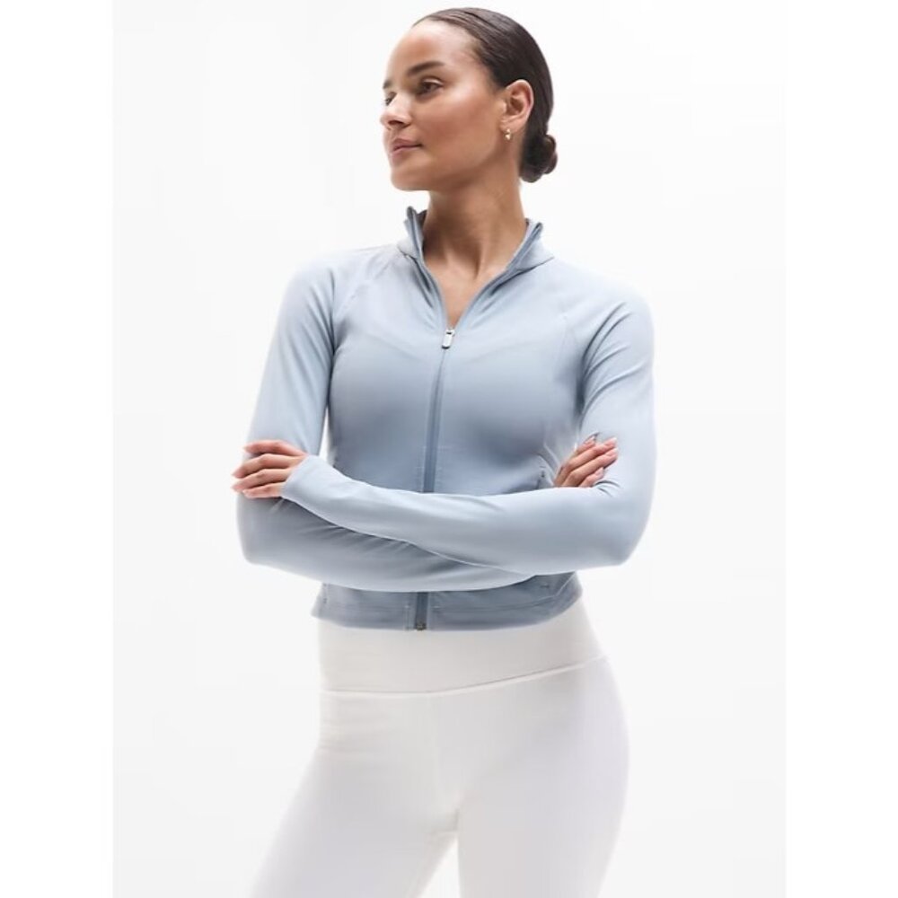 Athleta M Salutation Crop Jacket Blue Star Medium Regular